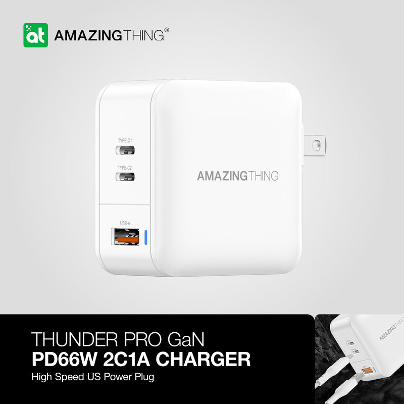 Thunder Pro GaN PD66W 2C1A Charger | US/UK/EU