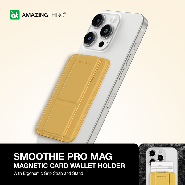 Smoothie Pro Mag Magnetic Card Wallet Holder  With Ergonomic Grip Strap and Stand