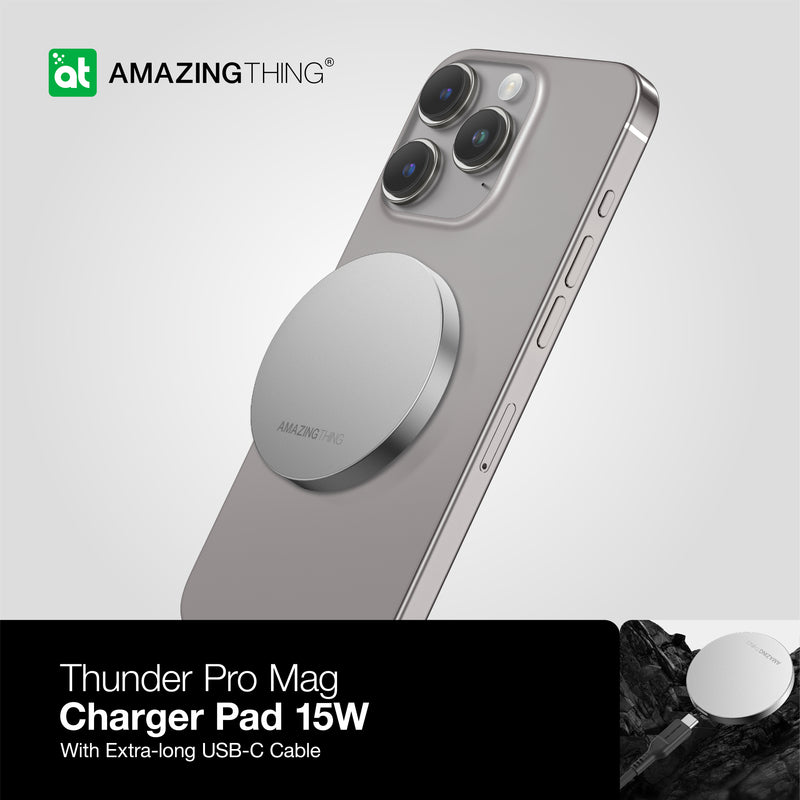 Thunder Pro PD15W magnetic charger pad with extra-long USB-C cable