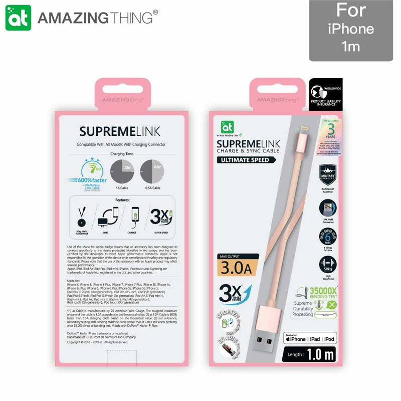 SUPREMELINK Power Max Lightning to USB-A Cable 1m