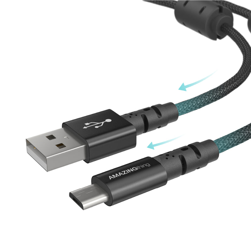 Power Max Pro Micro 轉 USB-A 充電線，帶雙鐵氧體環 (3M / 4M)