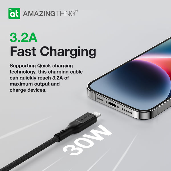 THUNDER PRO Lightning to USB-A Charging Cable | PD30W 3.2A