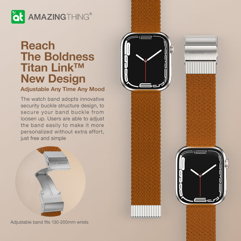 Titan Weave 編織運動錶帶適用於 Apple Watch Series 7 |棕色的