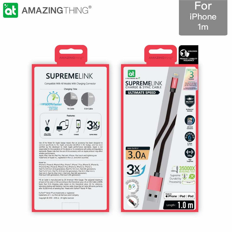 SUPREMELINK Power Max Lightning to USB-A Cable 1m