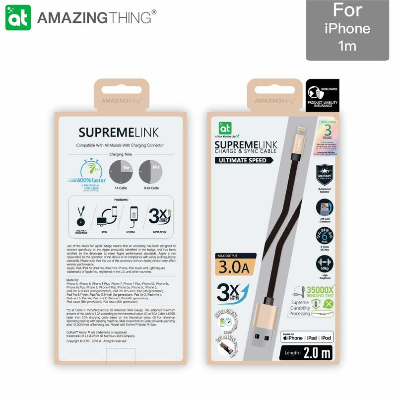 SUPREMELINK Power Max 閃電轉 USB-A 電纜 1m