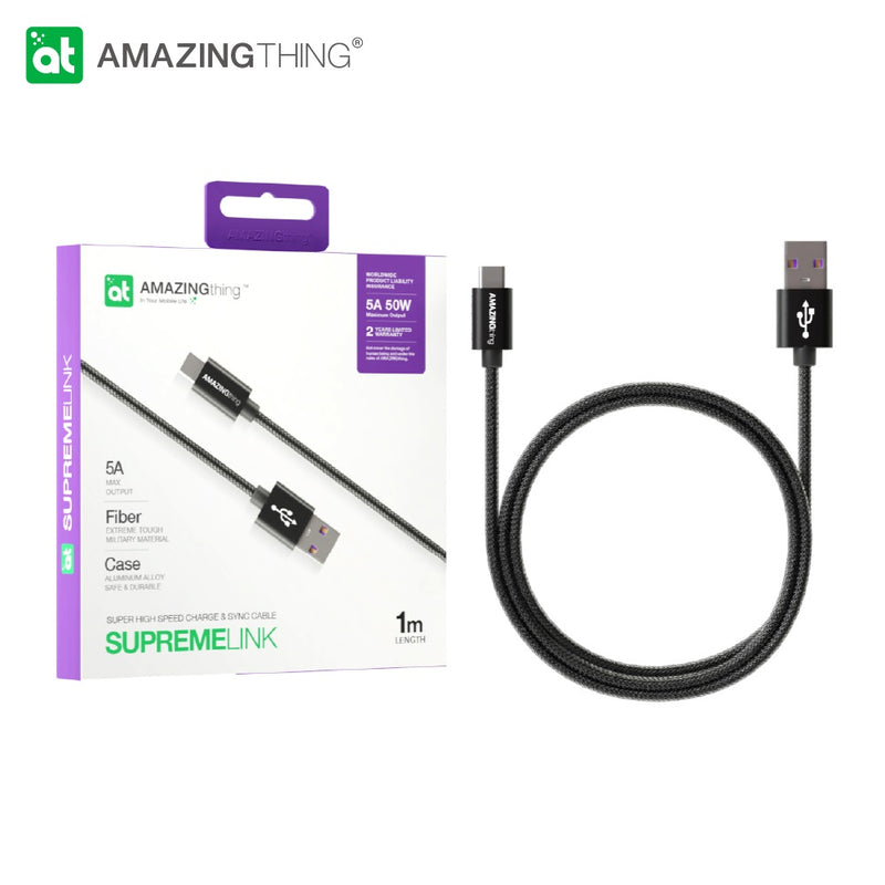 SUPREMELINK Type C 5A Super charge cable 1M Black Huawei supercharge